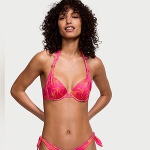 Victoria's Secret Pink Shells Halter Swim Bikini Top 34DD NWT